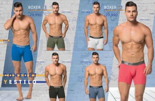 118
A L G O D Ó N / S · M · LA L G O D Ó N / S · M · L
$ 29.990$ 29.990
BÓXER X 3BÓXER X 3 PACK F |REF.3008PACK E |REF.3008 BLANCO
|REF.3008 |
VERDE
|REF.3008 |
GRIS
|REF.3008 |
NEGRO
|REF.3008 |
AZUL
|REF.3008 |
ROJO
|REF.3008 |
 