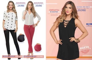 13
C H A L I S / S · M · L · X L
$39.990
VESTIDO |REF.40012
MATERIAL/Chalis Talla /S·M·L·XLMATERIAL/Viscosa Talla /S ·M·L ·XL
$39.990$24.990
BLUSA|REF.39655BLUSA|REF.39921
//R E F.6210/Negro//
//R E F.3902/V inotinto/
/
PANTALÓN|REF.3902
$39.990MATERIAL/Drill Tallas /8·10 ·12 ·14
LEGGING|REF.6210
$29.990MATERIAL/Rayón-Nylón Tallas /8·10 ·12 ·14
 