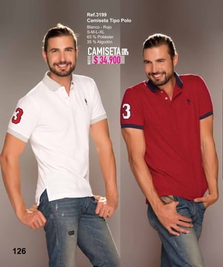 126
Blanco - Rojo
S-M-L-XL
65 % Poliéster
35 % Algodón
Ref.3199
Camiseta Tipo Polo
CAMISETAPOR
SOLO
NUEVO
126
$ 34.900
 
