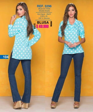 104
$ 40.900
S-M-L-XL
100 % Viscosa
REF. 3296
Blusa en Chalis
Silueta Amplia
BLUSA
PORSOLO
NUEVO
104
 