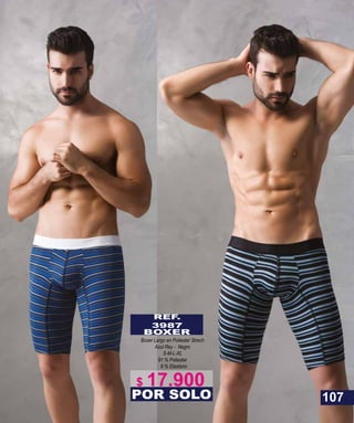 REF.
3987
BOXER
Boxer Largo en Poliester Strech
Azul Rey - Negro
S-M-L-XL
91 % Poliester
9 % Elastano
POR SOLO 107
$ 17.900
 