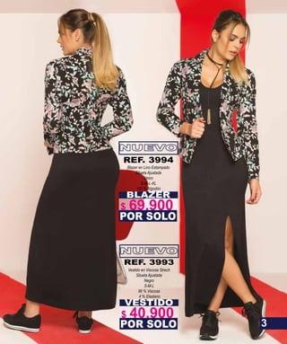 REF. 3993
VESTIDO
Vestido en Viscosa Strech
Silueta Ajustada
Negro
S-M-L
96 % Viscosa
4 % Elastano
POR SOLO
REF. 3994
BLAZER
Blazer en Lino Estampado
Silueta Ajustada
Unico
S-M-L-XL
100 % Algodón
POR SOLO
3
$ 40.900
$ 69.900
 