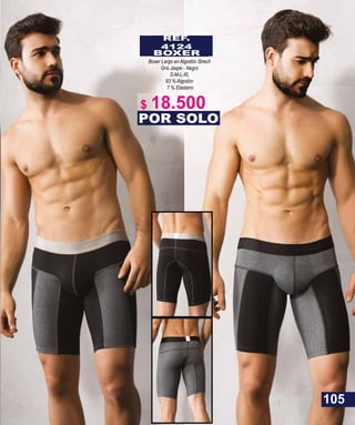 REF.
4124
BOXER
Boxer Largo en Algodón Strech
Gris Jaspe - Negro
S-M-L-XL
93 % Algodón
7 % Elastano
POR SOLO
105
$ 18.500
 