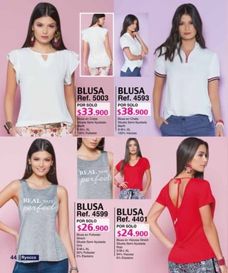 Ref. 5003
S-M-L-XL
POR SOLO
Ref. 4593
S-M-L-XL
POR SOLO
Ref. 4599
Strech
S-M-L-XL
POR SOLO Ref. 4401
S-M-L-XL
POR SOLO
44
 
