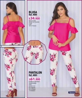 BLUSA
Ref. 4685
S-M-L
POR SOLO
PANTALON
Ref. 4693
Pantalón en Drill Strech
Silueta Ajustada
Unico
6-8-10-12-14
62 % Algodón
35 % Poliester
3 % Elastano
POR SOLO
73
 