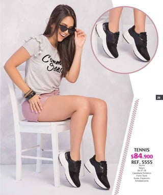 TENNIS
REF. 5555
Tennis
Negro
36-37-38
Capellada Sintetico
Forro Textil
Suela: Expanzon
Antideslizante
29
$84.900
 