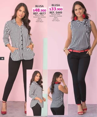 BLUSA
REF. 4877
Blusa en Chalis
Silueta Semi Ajustada
Negro
S-M-L-XL
100 % Rayon
BLUSA
REF. 5449
Blusa en Chalis
Silueta Semi Ajustada
Negro
S-M-L-XL
100 % Rayon
46
$48.900 $33.900
 