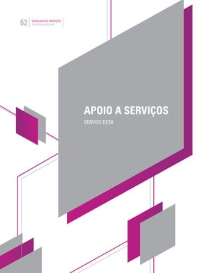 62 CATÁLOGO DE SERVIÇOS
SERVICES CATALOGUE
SERVICE DESK
APOIO A SERVIÇOS
 