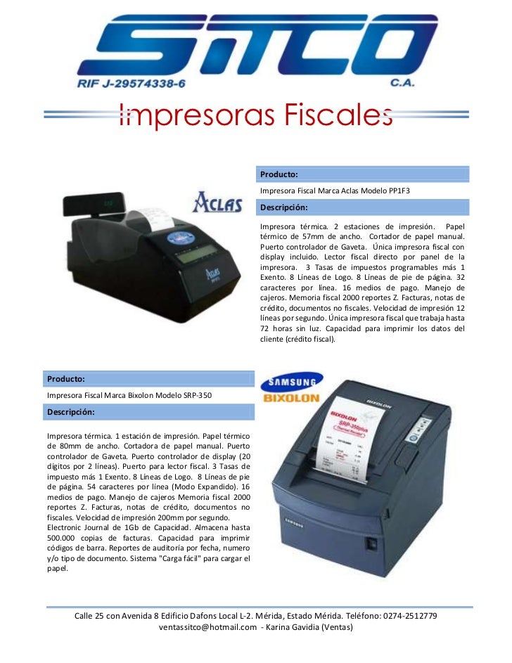 Catalogo Impresoras Fiscales