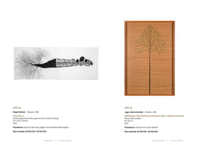 26 27* Darte Social La Subasta * Darte Social La SubastaDiego Mendoza * Jorge Julián Aristizábal *
Lote 15
Jorge Julián Aristizábal * Medellín, 1962
Indiferencia. Todo tiene belleza pero no todo el mundo puede verla
Pintura sobre madera
92 x 62 cm
2012
Procedencia: Colección del artista, Medellín
Valor estimado: $5.500.000 - $6.500.000
Lote 14
Diego Mendoza * Popayán, 1982
Reflexus # 2
Grafito y aglutinante sobre papel acuarela, arches de 640 gr
57 x 154 cm díptico
2014
Procedencia: Colección del artista, Bogotá. Cortesía Galería Beta, Bogotá
Valor estimado: $4.000.000 - $5.000.000
 