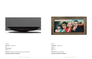 58 59* Darte Social La Subasta * Darte Social La SubastaÁlvaro Barrios *Hugo Zapata *
Lote 46
Hugo Zapata * La Tebaida, 1945
NAO
Piedra lutita tallada
20 x 139 x 12 cm
2015
Procedencia: Colección del artista, Bogotá. Cortesía Galería Sextante, Bogotá
Valor estimado: $28.000.000 - $32.000.000
Lote 47
Álvaro Barrios * Cartagena, 1945
sin título
Collage
53,5 x 91,5 cm
1995
Procedencia: Colección privada, Bogotá
Valor estimado: $29.000.000 - $32.000.000
 