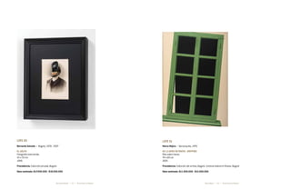 62 63* Darte Social La Subasta * Darte Social La SubastaMarco Mojica *Bernardo Salcedo *
Lote 50
Bernardo Salcedo * Bogotá, 1939 - 2007
El Golfo
Fotografía intervenida
42 x 33 cm
1999
Procedencia: Colección privada, Bogotá
Valor estimado: $17.000.000 - $19.000.000
Lote 51
Marco Mojica * Barranquilla, 1976
De la serie retratos - Dripping
Óleo sobre lienzo
70 x 60 cm
2005
Procedencia: Colección del artista, Bogotá. Cortesía Galería El Museo, Bogotá
Valor estimado: $11.000.000 - $13.000.000
 