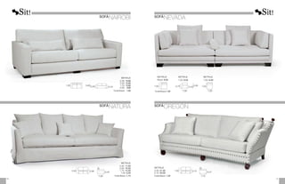 METRAJE
	2,30:	
16,00
	2,00:	
15,00
	1,70:	
13,00
	0,95:	
8,00
	Funda Brazos:	 1,50
1,00 0,85
0,43
0,60
METRAJE
2,30: 17,50
2,00: 16,50
1,70: 15,50
1,00: 9,50
Funda Brazos: 1,75
0,93
0,45
0,68
1,00
METRAJE
2,30: 21,00
2,10: 20,00
Funda Brazos: 1,50
1,00 0,75 0,90 1,00
0,43
1,30 1,00
METRAJE
1,30: 9,50
METRAJE
Rincón: 9,00
METRAJE
1,00: 6,50
Funda Brazos:	
1,00
1,00
0,47
0,70
1,10
41
40
SOFÁ
NATURA
SOFÁ
NAIROBI SOFÁ
NEVADA
SOFÁ
OREGÓN
 