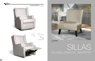 0,64 0,45
1,05
0,75 0,95
METRAJE
7,00
Funda Brazos: 1,50
SILLAS
SILLONES, BANCOS, TABURETES
sillón goteborg
EN pÁG 106
92
BUTACA RELAX
FLOR
 