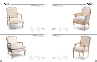 0,61 0,40
0,88
0,70 0,78
0,61 0,48
0,88
0,70 0,78
BUTACA
ESTELA
0,62 0,48
0,88
0,63 0,66
0,62 0,46
0,95
0,54 0,62
METRAJE
3,25
METRAJE
2,75
METRAJE
2,00
METRAJE
5,00
165
164
BUTACA
CRISTINA BUTACA
ISABEL
BUTACA
JULIA
 