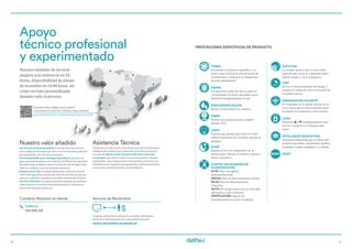 26 27
Contacto Atención al cliente Servicio de Recambios
Apoyo
técnico profesional
y experimentado
Teléfono
932 998 331
Todas las solicitudes de piezas de recambio realizadas a
través de la web disponen de un descuento especial.
www.recambios.eurofred.es
Nuestro valor añadido
Servicio local de proximidad: la red de servicios técnicos
más amplia del mercado que ofrece un servicio personalizado
de proximidad, con cobertura nacional.
Stock disponible para entregas inmediatas: gracias a la
gran capacidad logística y los más de 125.000m2 de superﬁcie
de almacenaje podemos ofrecer un servicio de entregas inme-
diato en cualquier área del territorio nacional.
Respuesta en 24h: el amplio equipo que conforma nuestro
Call Center garantiza un elevado nivel de servicio, dando res-
puesta a cualquier consulta en un plazo máximo de 24 horas.
Servicio Eﬁciente: un equipo humano formado por profesio-
nales expertos y con alto conocimiento técnico, ofrecen un
servicio de máxima eﬁciencia.
Asistencia Técnica
Contamos con una red de servicios técnicos de climatización,
refrigeración y Horeca que cubre todo el territorio nacional
con más de 100 Servicios Técnicos Oﬁciales y 20 técni-
cos propios que ofrece un servicio personalizado y de gran
capilaridad, capaz de garantizar una atención próxima a los
instaladores en cualquier área geográﬁca, realizando incluso
si es preciso, desplazamientos a la instalación.
¡Escanea este código con tu móvil
y encuentra tu Servicio Técnico más cercano!
www.eurofred.es/atencion-al-cliente/buscador-servicios-tecnicos
Nuestro estándar de servicio
asegura una asistencia en 24
horas, disponibilidad de piezas
de recambio en 24/48 horas así
como un trato personalizado
durante todo el proceso.
PRESTACIONES ESPECÍFICAS DE PRODUCTO
TURBO
Incrementa la potencia frigoríﬁca o ca-
loríﬁca para acelerar la climatización de
la habitación y conseguir la temperatura
deseada rápidamente.
SWING
Las lamas de salida del aire se mueven
verticalmente de forma automática para
distribuir homgéneamente el aire.
DESHUMIDIFICACIÓN
Reduce la humedad en la estancia.
TIMER
Permite una programación completa
durante 24 h.
LIGHT
Función que permite que todos los indi-
cadores luminosos de la unidad interior se
apaguen.
SLEEP
Regula el nivel de temperatura de la
estancia para obtener el máximo confort y
ahorro energético.
CUATRO VELOCIDADES DE
CLIMATIZACIÓN:
ALTA: Para una óptima
deshumidiﬁcación.
MEDIA: Para un funcionamiento normal.
BAJA: Para un funcionamiento
silencioso.
AUTO: El equipo selecciona la velocidad
adecuada en cada momento.
VENTILACIÓN: Opción de
funcionamiento en modo ventilador.
AUTO FAN
La unidad interior opera en un modo
especial para secar el evaporador hasta
dejarlo limpio y seco al apagarse.
TEST
Revisa el funcionamiento del equipo y
muestra el código de error en el panel de
la unidad interior.
ARRANQUE EN CALIENTE
El ventilador de la unidad interior no se
activa hasta que el intercambiador haya
alcanzado la temperatura seleccionada.
LOCK
Presionar y simultáneamente para
activar o desactivar el bloqueo para
niños.
INTELLIGENT DEFROSTING
Sistema de desescarche que se realiza sólo
cuando es necesario,Aumentando signiﬁca-
tivamente el ahorro energético y el confort.
RESET
 