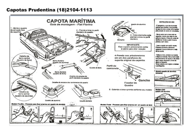 Catálogo de Montagem capotas marítimas e fechadas Prudentina | PDF
