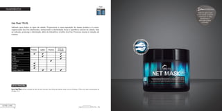 64
Net Mask TRUSS
Indicado para todos os tipos de cabelo. Proporciona a nano-reposição da massa proteica e a nano-
regeneração dos fios danificados, restaurando a elasticidade, força e aparência natural do cabelo. Sela
as cutículas, prolonga a hidratação, além de intensificar o brilho dos fios. Promove maciez e redução de
volume.
HOME CARE
Net Mask - 550g
TRATAMENTOS
Código:
ATIVO PRINCIPAL
Linum Seed Fiber: extrato extraído da fibra do linho dourado. Suas fibras são solúveis, sendo rica em Proteínas e Óleos com altas concentrações de
Ômega 3 e 6.
Antes de aplicar, bata
suaves palmas, juntando
e separando as mãos,
para formar o
efeito teia e ativar
a fórmula.
DicaPROFISSIONAL
 