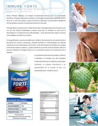 Contenido:               90 Capsulas
Vía de Administración:   Oral
Tamaño de la Porción:    3 cápsulas
Porciones Por Envase:    30
 