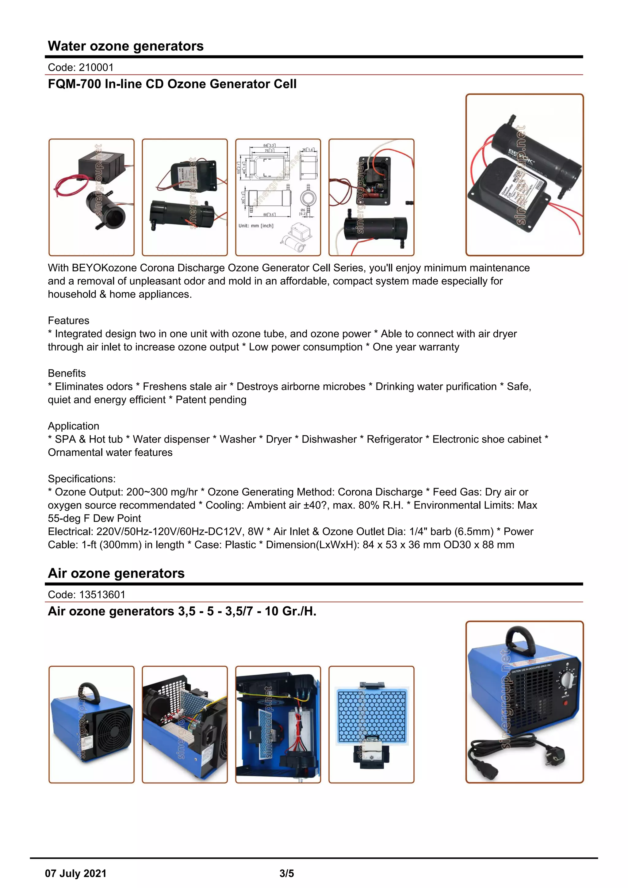 Ozone generator catalog PDF Lung and Respiratory Health Diseases