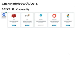 17
2.Rancherのカタログについて
カタログ一覧：Community
 