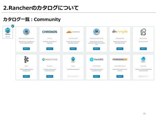 18
2.Rancherのカタログについて
カタログ一覧：Community
 
