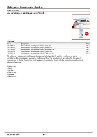 Sanitizing and maintenance products catalog | PDF
