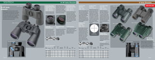 Page 26 Page 27
SI Series Binoculars
Roof Prism Binocular
30004 - SI832
Standard compacts offer standard per-
formance. Sightron’s SI series binoculars
offer more than standard performance
in a compact design at a budget that is –
affordable. These performance binoculars
will expose you to your next adventure.
30007 - SI1025
Binocular Specifications
			 Objective	 Exit Pupil		 Min.	 Eye			
Item			 Dia.	 Dia.	 Field of View	 Focus	 Relief		 Weight
Number	 Description	 Mag.	 (mm)	 (mm)	 (ft @1000 yds.)	 (ft.)	 (mm)	 Coatings	 (oz.)	 Finish
SIIWP Series
30024	 SIIWP750	 7	 50	 7.1	 372	 18	 18.1	 Multi	 32.0	Black
30025	 SIIWP1050	 10	 50	 5.0	 378	 18	 15.5	 Multi	 32.0	Black
30026	 SIIWP1250	 12	 50	 4.2	 315	 18	 15.8	 Multi	 32.0	Black
23102	 SIIWP842	 8	 42	 5.25	 470	 18	 17.1	 Multi	 29.0	Black
24000	 SIIWP1042	 10	 42	 4.2	 378	 18	 16.0	 Multi	 29.0	Black
24123 	 SIIWP1242	 12	 42	 3.5	 315	 18	 15.3	 Multi	 29.0	 Black
30009 - SIWP1025
SI Series 32mm
Roof Prism
30004 - SI832
30005 - SI1032
The SI 32mm roof prism series
binocular provides features
of their full sized competition
in a compact lightweight
design. Multi-coated lenses,
twist-up eyecups and a
rubber armored body make
the SI 32mm series binocular
the most competitive product
on the market.
SI Series Twist
Up/Down Eyecups
Twist-up/down eyecups are
standard on all SI non-tacti-
cal binoculars. Eyecups on
SI tactical binoculars are not
adjustable.
SI Accessories
SI binoculars include a soft
carrying case, lens cloth and
neck strap.
SI Series Tactical
Roof Prism
30013 - SI825TAC
Taking the SI Series binoc-
ulars one step further, the
SI825TAC offers ranging
capabilities in a compact
lightweight design. A Mil
reticle with up to 100 Mils
of ranging in a 5 Mil inter-
val pattern and multi-coat-
ed lens for superior optical
quality. Feel confident
when outdoors, with the
SI825TAC.
SI Series 25mm
Roof Prism
30011 - SI825
30007 - SI1025
Small enough to fit into your
jacket pocket and packed
with performance for a day
or week in the field. The SI
25mm Series binoculars are
the choice for the outdoor
enthusiast who is on the go.
With multi-coated lenses,
twist-up eyecups and a
rubber armored body they
will go wherever the journey
takes you!
SI Series
Binoculars
SI WP Series 25mm
Porro Prism
30008 - SIWP825
30009 - SIWP1025
The SIWP Compacts are
lightweight, weighing just
over 12 ounces and only
4.4 inches in length. These
rubber armored binoculars
provide the features that are
desired by sportsmen. Easily
adjustable twist-up eyecups
and multi-coated lenses
produce performances for a
lifetime.
30013 - SI825TAC
SI825TAC
Mil-Scale Reticle
50 40 3050 20 10
40
30
50
20
10
4030 502010
40
30
50
20
10
NEW FOR 201523102 - SIIWP842
Experience nature up close and personal with
the SII Waterproof series binoculars. For decade’s
sportsman rely on the performance of the Porro
prism binoculars for bright and clear images even
in low light circumstances. Built to withstand
the elements of nature the SII Waterproof series
binoculars still stand the test of time.
SII WP Series 50mm
Waterproof Porro Prism
30024 - SIIWP750
30025 - SIIWP1050
30026 - SIIWP1250
The 50mm Series provides
more light gathering capa-
bilities along with greater
resolution. With multi-coated
lenses, BAK-4 prisms, twist
up eyecups and a rubber
armored body, the SII 50mm
Series provides the maximum
performance guaranteed.
SII WP Twist
Up/Down Eyecups
Twist-up and twist-down
eyecups are standard on
all SIIWP binocular models.
Simply twist-down for eye-
glass wearers and twist-up
for non-eyeglass wearers for
perfect eye relief.
SII WP Series 42mm
Waterproof Porro Prism
23102 - SIIWP842
24000 - SIIWP1042
24123 - SIIWP1242
The 42mm Series binoculars
will enhance the outdoor
experience of hunters and
nature lovers alike. Offering a
rugged rubber armored body,
multi-coated lenses, BAK-4
prisms and twist up eyecups,
the SII 42mm Series is ready
for the outdoors.
SII WP Multi Coated
Lenses
Featuring multi-coated lenses
throughout the binocular
providing maximum light
transmission and superior
resolution for edge to edge
clarity of the glass.
SII WP Accessories
The SIIWP binocular includes
a soft carrying case, lens
cloth, dust caps for ocular and
objective lenses and an
adjustable neck strap.
Porro Prism Binocular
SII WP Series
Binoculars
SII WP Series Binoculars
30025 - SIIWP1050
Binocular Specifications
			 Objective	 Exit Pupil		 Min.	 Eye			
Item			 Dia.	 Dia.	 Field of View	 Focus	 Relief		 Weight
Number	 Description	 Mag.	 (mm)	 (mm)	 (ft @1000 yds.)	 (ft.)	 (mm)	 Coatings	 (oz.)	 Finish
SI Series
30004	SI832	 8	 32	 4.0	 368	 40	 17.5	 Multi	 17.7	Black
30005	SI1032	 10	 32	 3.2	 297	 40	 14.0	 Multi	 17.7	Black
30011	 SI825	 8	 25	 3.1	 347	 10	 14.0	 Multi	 12.7	Green
30007	 SI1025	 10	 25	 2.5	 284	 10	 14.0	 Multi	 12.7	Green
30013	 SI825TAC	 8	 25	 3.1	 413	 10	 14.0	 Multi	 12.7	Black
30008	 SIWP825	 8	 25	 3.1	 357	 8	 13.0	 Multi	 12.7	Green
30009	 SIWP1025	 10	 25	 2.5	 294	 8	 15.0	 Multi	 12.7	Green
 