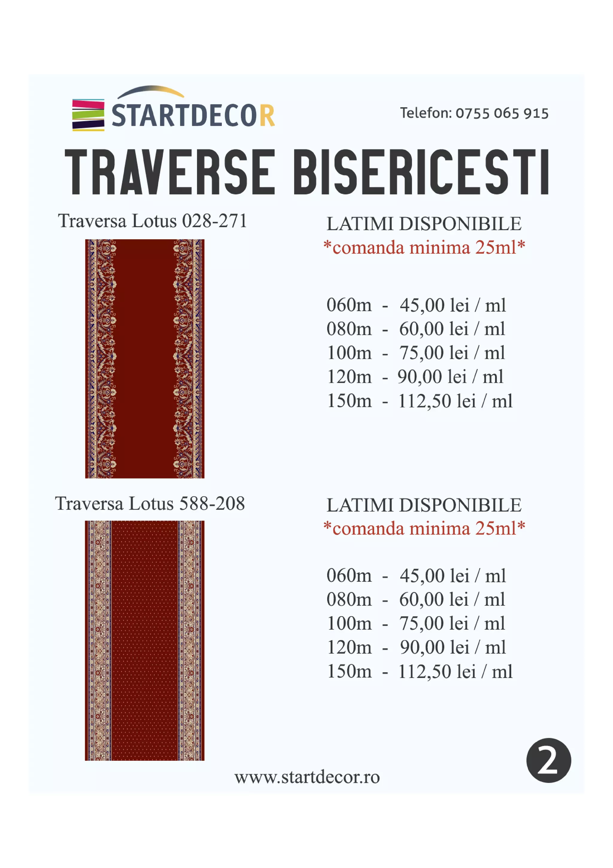 Traverse bisericesti Catalog Startdecor.ro