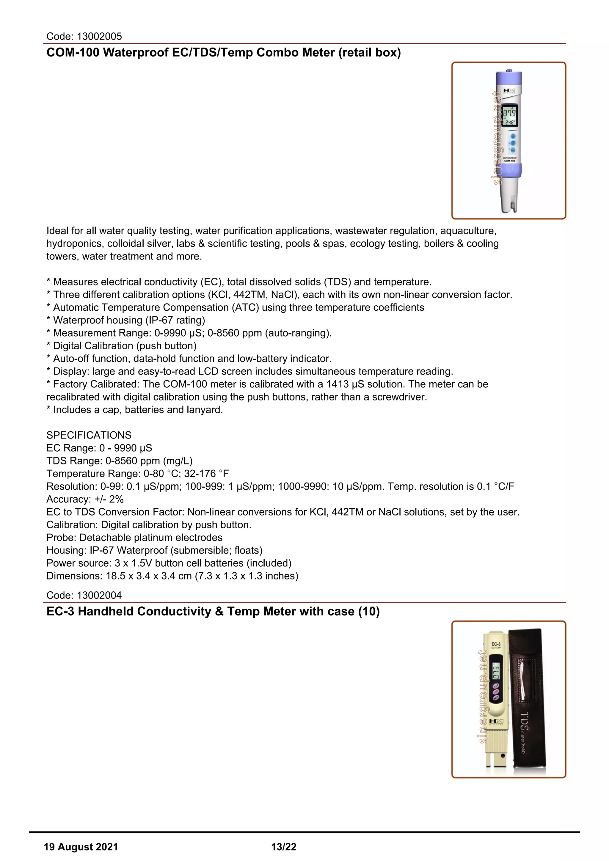 Tester and rapid kit for analysis catalog PDF Chemistry Science