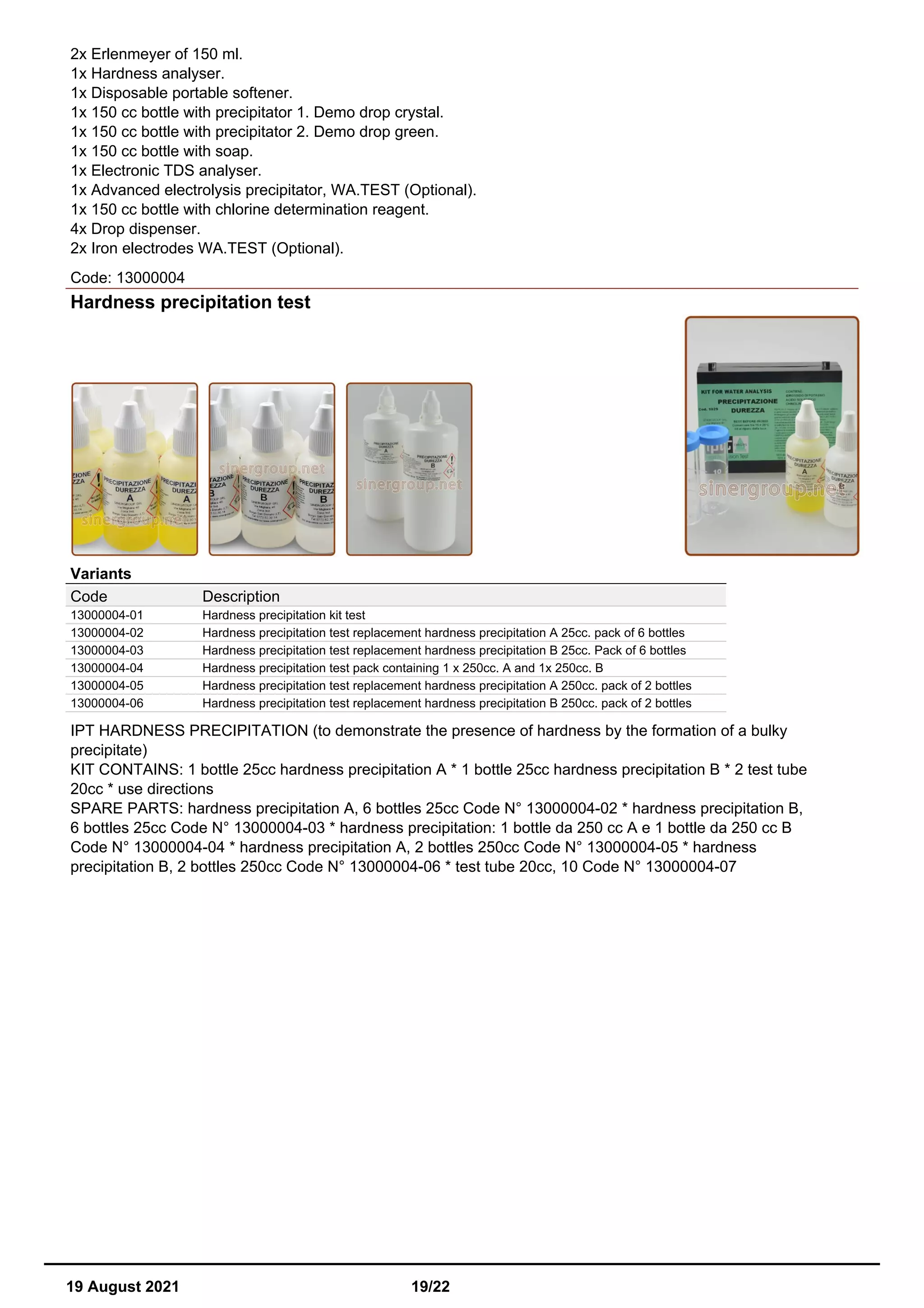 Tester and rapid kit for analysis catalog PDF Chemistry Science