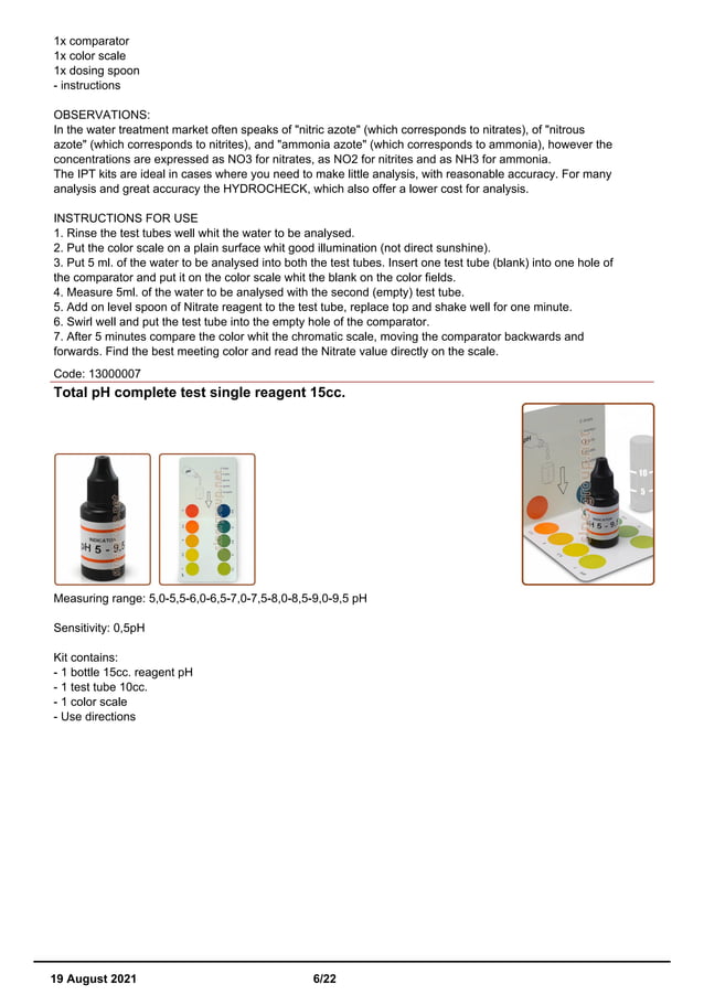 Tester and rapid kit for analysis catalog PDF Chemistry Science