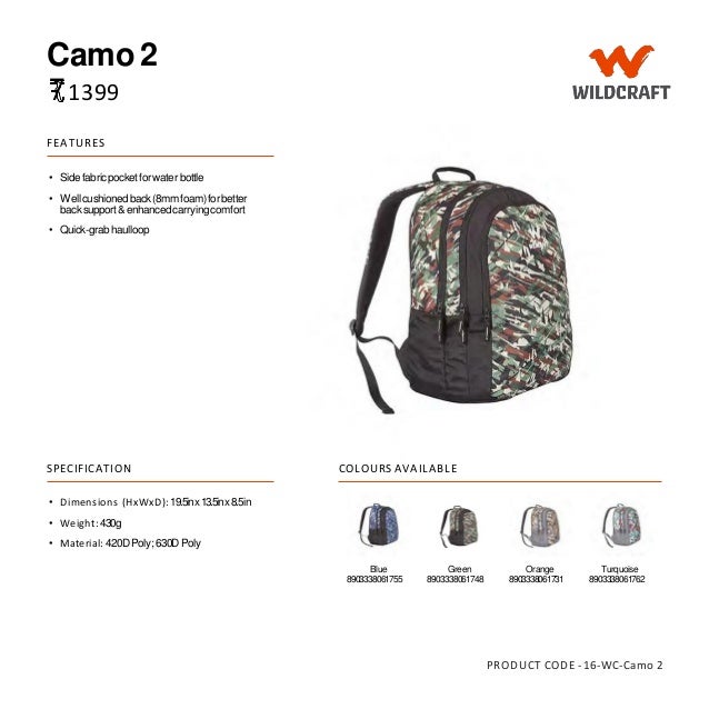 wildcraft backpack camo 4 orange