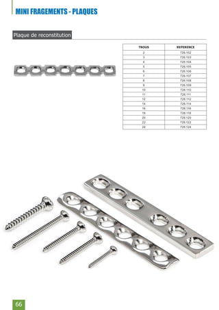 66
Plaque de reconstitution
TROUS REFERENCE
2 726.102
3 726.103
4 726.104
5 726.105
6 726.106
7 726.107
8 726.108
9 726.109
10 726.110
11 726.111
12 726.112
14 726.114
16 726.116
18 726.118
20 726.120
22 726.122
24 726.124
MINI FRAGEMENTS - PLAQUES
 