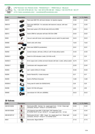 Catalogue for LPG-parts for camping cars and LPG bottles for cooking. | PDF