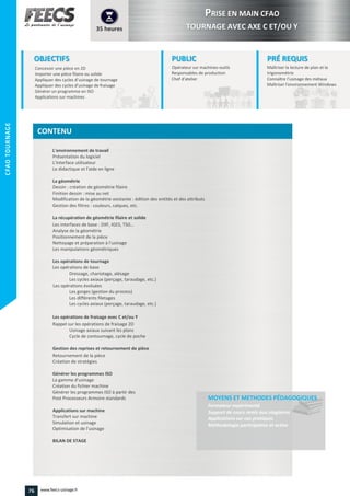 ’usinage
Les interfaces de base : DXF, IGES, TSG…
76 www.feecs-usinage.fr
CFAOTOURNAGE
 