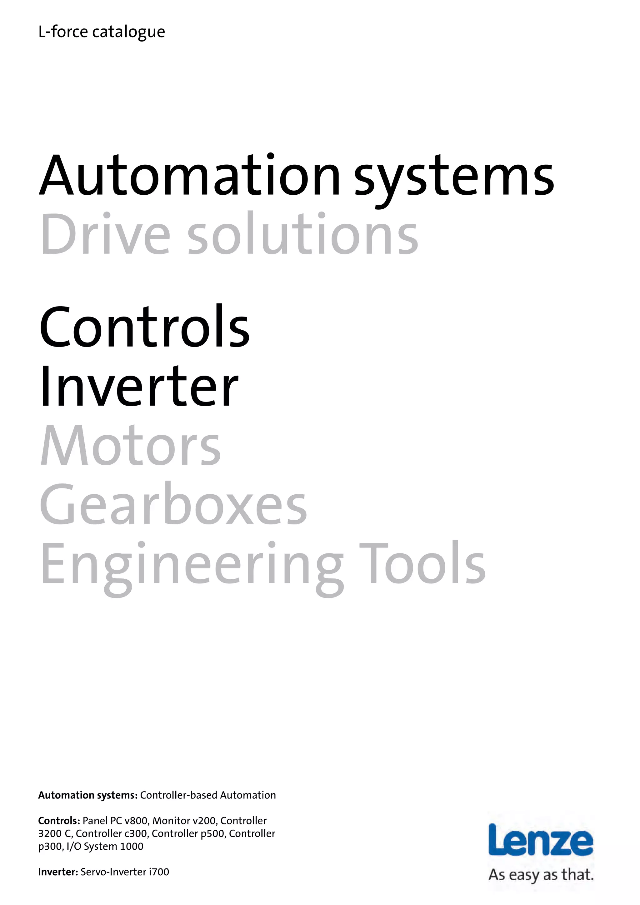 Catalogue Lenze FAST motion control solutions portfolio PDF