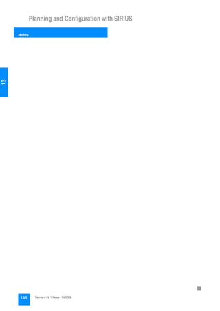 Planning and Configuration with SIRIUS
Notes
13/6 Siemens LV 1 News · 04/2006
13
7
 