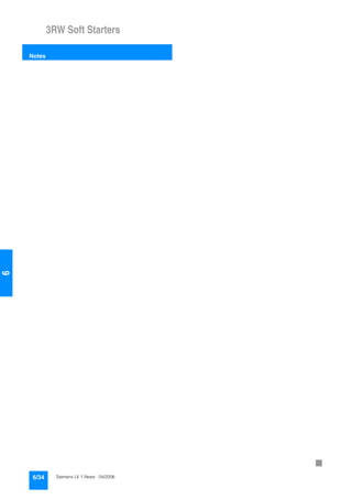 3RW Soft Starters
Notes
6/34 Siemens LV 1 News · 04/2006
6
7
 