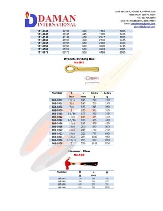 Non Sparking Tools Manufacturers In India | PDF