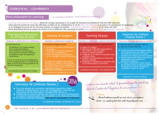 3
Tél : 04 82 53 71 45 - www.afcom-performance.com
Coaching - Cohésion
« Cet œil extérieur penché sur moi et sur une certaine
durée : un coaching très très riche et positif pour moi. »
Témoignage :
Notre philosophie du coaching
Coaching interactionnel et stratégique dérivé de l’analyse systémique et de la grille de résolution de problème de Palo Alto (MRI californie)
Cette approche permet de traiter des difficultés actuelles de vos collaborateurs et de les aider à les dépasser, et ce grâce à la transposition de techniques
et de stratégies de pointe qui ont fait leurs preuves. Le résultat est probant : changements profonds et durables en un temps très bref !
Notre philosophie favorise le respect de chacun et de sa différence. Nos coachings se veulent bienveillants, gratifiants et favorisant l’autonomie.
« Un coaching systémique, interactionnel et stratégique »
Coaching de Performance
ou de Prise de poste Coaching de Dirigeant Coaching d’Equipe Séminaire de cohésion
d’équipe Niveau 1
Développer la performance managérialeDévelopper la performance d’un collaborateur Développer la performance collective d’une équipe Construire une équipe dynamique et motivée
Le coaching de Dirigeant permet :
zz De mesurer les niveaux de performance
	 du manager.
zz D’identifier son mode de management
	 et son plan de progression
zz D’être accompagné individuellement
	 sur ses stratégies et prises de décisions.
Le coaching d’équipe permet à une équipe de :
zz Gagner en cohésion
zz Résoudre des difficultés relationnelles et
	 des conflits au sein du groupe
zz Trouver un espace de parole
zz S’organiser et se mettre en mouvement dans
	 un projet à enjeu.
zz Améliorer ses performances et trouver des
	 solutions créatives.
zz Développer la coopération et remotiver suite
	 à une restructuration, à une fusion.
Ce séminaire permet aux équipes ayant un
fort enjeu de réussite collective :
zz A partir des profils psychologiques (MBTI &
	 neurosciences) nous vous aidons à mettre
	 en lumière les ressources de chaque
	 membre et les moyens pour mieux coopérer.
zz L’équipe découvre des pistes concrètes de
	 développement pour améliorer la
	 performance collective.
zz Un rapport récapitulatif complet reprend
	 les principaux atouts et zones de vigilance
	 de l’équipe ainsi que les stratégies de
	 coopération à mettre en œuvre.
Ce coaching permet :
zz De bénéficier d’un espace protégé
zz D’une écoute bienveillante
zz D’un transfert de connaissances
zz D’une prise de conscience effective
zz De réaliser un plan de progression
	opérationnel
Il sera co-construit entre le collaborateur
et son entreprise grâce à une tripartite de
début et de fin de coaching permettant de
suivre les évolutions.
Car l’enjeu d’un dirigeant est de savoir
orchestrer les savoirs et savoir-faire de
ses collaborateurs tout en privilégiant un
espace pour que les savoir-être puissent
s’exprimer et s’épanouir.
Pour des équipes qui souhaitent approfondir l’approche initiale
(cohésion d’équipe Niveau 1) par une compréhension renforcée des
mécanismes de fonctionnement individuel (MBTI Niveau 2).
Comprendre les impacts générés sur l’équipe et les axes d’améliorations
en terme de communication, de management et de résolution problèmes.
Ce nouveau séminaire développe l’efficience individuelle et collective.
Ce séminaire outdoor se déroule sur 2 jours
Séminaire de cohésion Niveau 2
Il se déroule sur 6 séances de 3 heures
8 séances de 2h échelonnées sur un an.
Séminaire de 2 jours en extérieur
La durée est d’1 journée + 2 à 6 séances de 3h
« dans un monde idéal il faudrait que le coaching
soit de l’ordre de l’hygiène de vie continu ! »
 