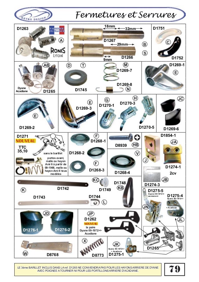 Catalogue pièces détachées 2cv Dyane Acadiane Mehari Ami 6 Ami 8