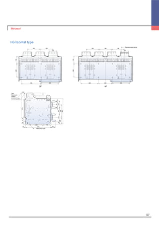 97
190 190
115200
295 260
125
115200
260 260205
190190 190
125
Operating panel center
50
270184136
10 375 63.5
200 115
8-∅13(Mounting hole)
42
202070
11011083
19397
380
Test,
Disconnent
position
Connect position
Horizontal type
3P 4P
 