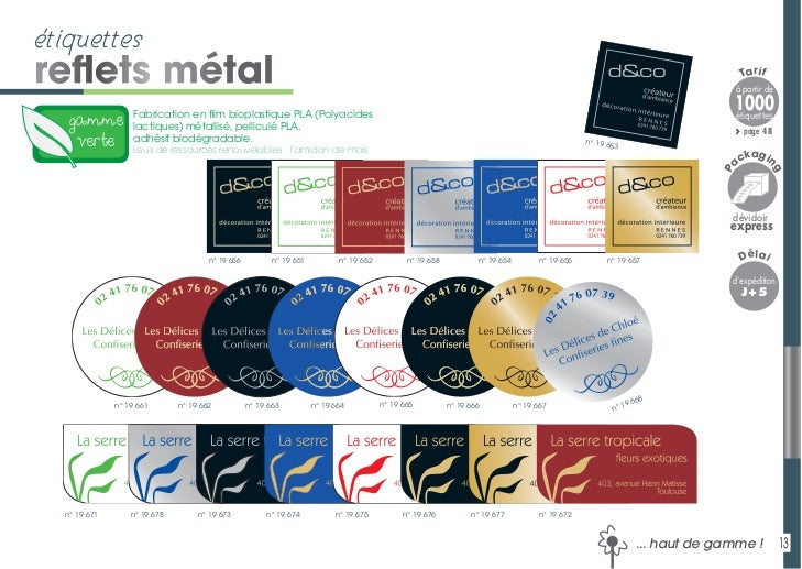 Catalogue Etiquettes boutiques