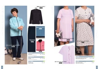 ORLEANS&VERSAILLES
CALAIS
GRACE
16 17
29 ORLÉANS:			 45€
Ensemble Jogging
Bleu, Corail	 M - L – XL – XXL
95% Coton, 5% Elasthanne
31 CALAIS:			 19€
Chemise de nuit, manche courte, 3 boutons
Blanc/Noir, Blanc/Bleu, Blanc/Mauve	 M - L – XL – XXL
50% Coton, 50% Polyester
32 GRACE:			 20€
Chemise de nuit ouverte dans le dos
Blanc cassé, Rose, Bleu	 S - M - L
50% Coton, 50% Polyester
30 VERSAILLES:			 19€
Pantalon de Jogging
Noir, Bleu	 M - L – XL – XXL
95% Coton, 5% Elasthanne
30 bis NANCY:			 38€
Gilet Tricot
Noir, Bleu, Beige	 M - L – XL
100% Acrylique
29 Ensemble jogging ORLÉANS
45€
30bis Veste NANCY
38€
31 Chemise de nuit CALAIS
19€
32 Chemise de nuit GRACE
20€
32 Chemise de nuit GRACE
20€
29 Jogging ORLÉANS
45€
30bis Veste NANCY
38€
30 Pantalon
VERSAILLES
19€
 