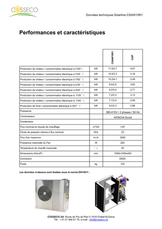 Catalogue COSSECO 2014 - Pompe à Chaleur Photovoltaïque