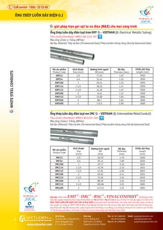 Catalogue Cat Van Loi 2017 for Steel conduit - flexible conduit - ong ...