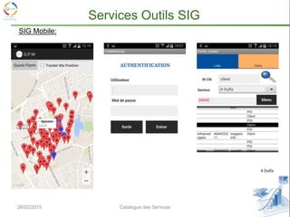 26/02/2015 28Catalogue des Services
Services Outils SIG
SIG Mobile:
 
