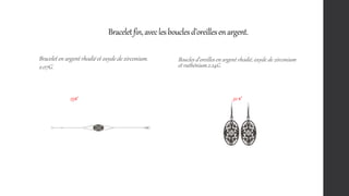 Braceletfin,aveclesbouclesd’oreillesenargent.
Bracelet en argent rhodié et oxyde de zirconium.
2.07G.
Boucles d'oreilles en argent rhodié, oxyde de zirconium
et ruthénium.2.24G.
25€ 32 €
 