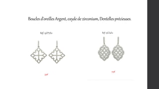 Bouclesd’oreillesArgent,oxydedezirconium,Dentellesprécieuses.
59€
79€
Réf: 15CP7E0 Réf: 15CZ4E0
 